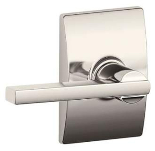 Schlage F10LAT618CEN Polished Nickel Passage Latitude Style Lever with Century Rose