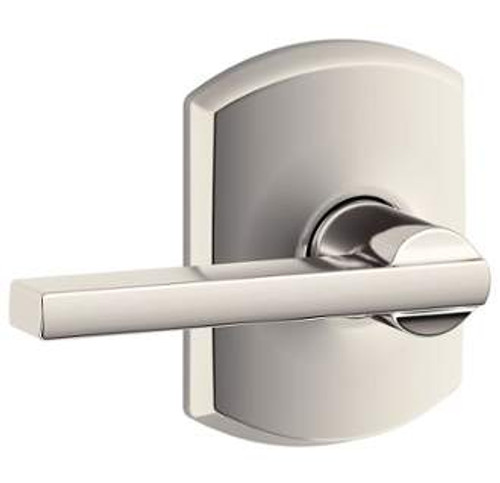 Schlage F10LAT618GRW Polished Nickel Passage Latitude Style Lever with Greenwich Rose