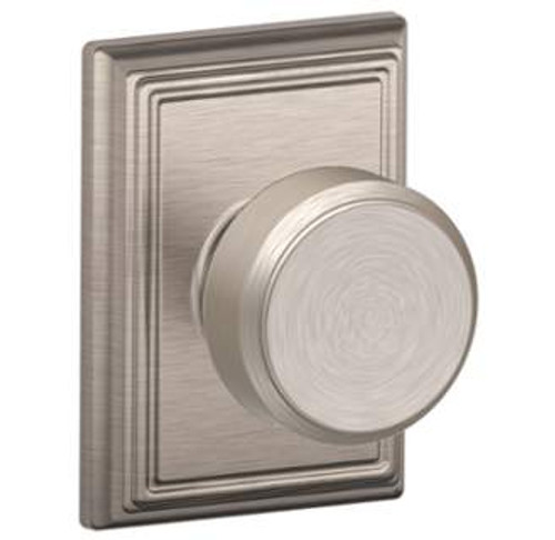 Schlage F10BWE619ADD Satin Nickel Passage Bowery Style Knob with Addison Rose