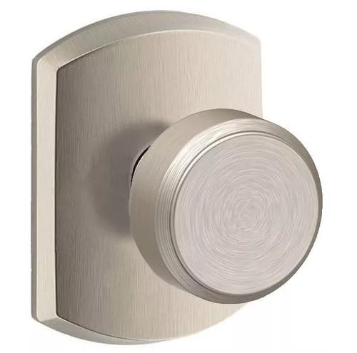 Schlage F10BWE619GRW Satin Nickel Passage Bowery Style Knob with Greenwich Rose