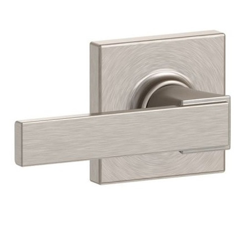 Schlage F10NBK619COL Satin Nickel Passage Northbrook Style Lever with Collins Rose