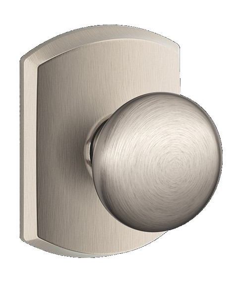 Schlage F10PLY619GRW Satin Nickel Passage Plymouth Style Knob with Greenwich Rose