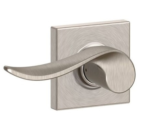 Schlage F10SAC619COL Satin Nickel Passage Sacramento Style Lever with Collins Rose