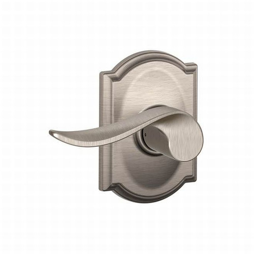 Schlage F10SAC619CAM Satin Nickel Passage Sacramento Style Lever with Camelot Rose