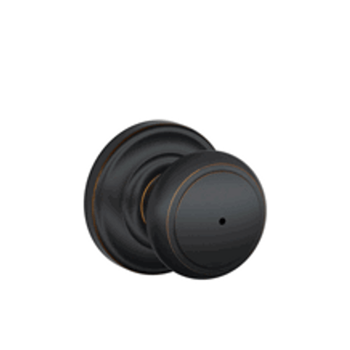 Schlage F40AND716AND Aged Bronze Privacy Andover Style Knob with Andover Rose