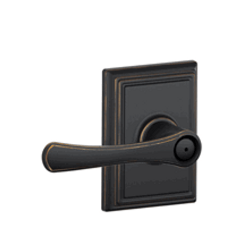 Schlage F40VLA716ADD Aged Bronze Privacy Avila Style Lever with Addison Rose