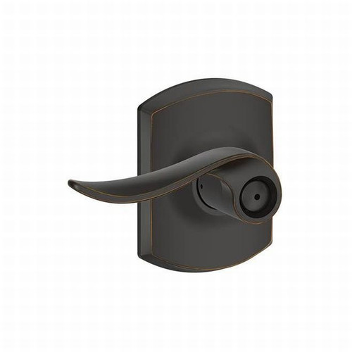 Schlage F40SAC716GRW Aged Bronze Privacy Sacramento Style Lever with Greenwich Rose