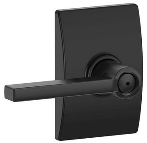 Schlage F40LAT622CEN Matte Black Privacy Latitude Style Lever with Century Rose
