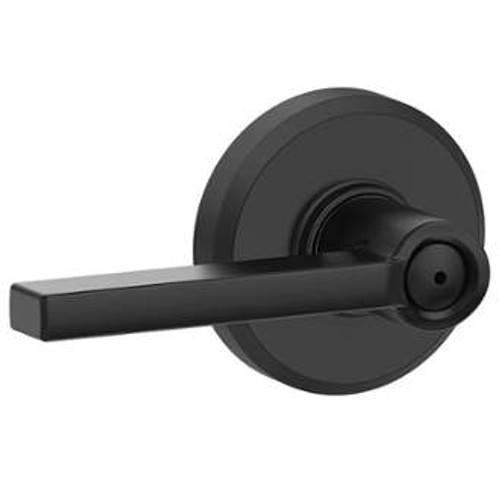 Schlage F40LAT622GSN Matte Black Privacy Latitude Style Lever with Greyson Rose
