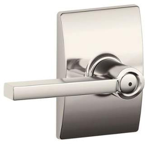 Schlage F40LAT618CEN Polished Nickel Privacy Latitude Style Lever with Century Rose