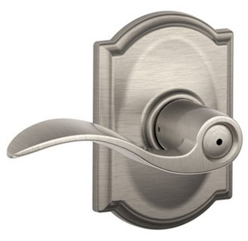 Schlage F40ACC619CAM Satin Nickel Privacy Accent Style Lever with Camelot Rose