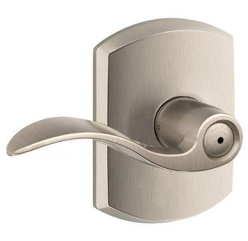 Schlage F40ACC619GRW Satin Nickel Privacy Accent Style Lever with Greenwich Rose