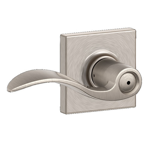 Schlage F40ACC619COL Satin Nickel Privacy Accent Style Lever with Collins Rose