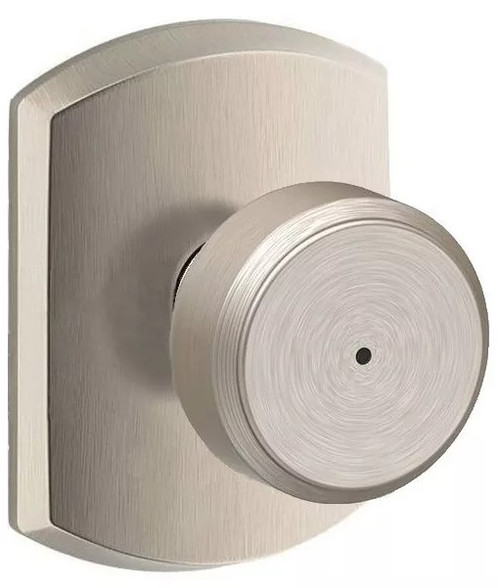 Schlage F40BWE619GRW Satin Nickel Privacy Bowery Style Knob with Greenwich Rose