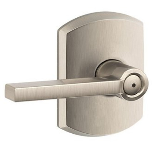 Schlage F40LAT619GRW Satin Nickel Privacy Latitude Style Lever with Greenwich Rose