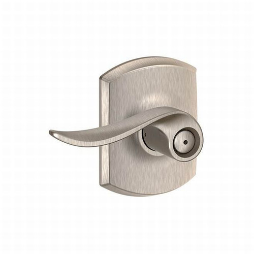 Schlage F40SAC619GRW Satin Nickel Privacy Sacramento Style Lever with Greenwich Rose