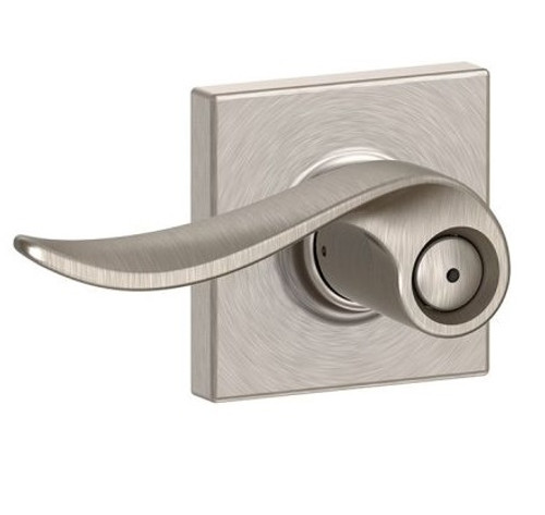 Schlage F40SAC619COL Satin Nickel Privacy Sacramento Style Lever with Collins Rose