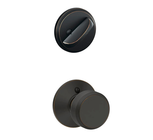 Schlage F59BWE716 Aged Bronze Bowery Knob and Deadbolt with Regular Rose (Interior Half Only)