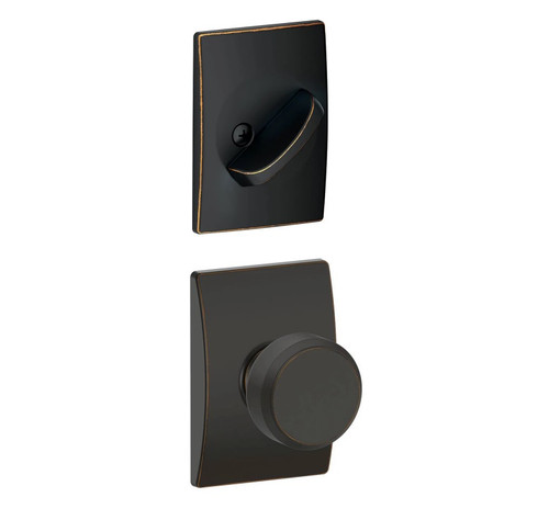 Schlage F59BWE716CEN Aged Bronze Bowery Knob and Deadbolt with Century Rose (Interior Half Only)