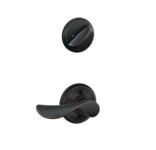 Schlage F59CHP716 Aged Bronze Champagne Lever and Deadbolt with Regular Rose (Interior Half Only)