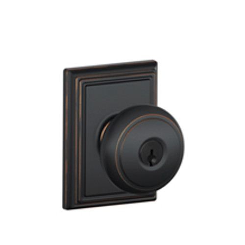 Schlage F51AAND716ADD Aged Bronze Keyed Entry Andover Style Knob with Addison Rose