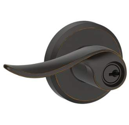 Schlage F51ASAC716GSN Aged Bronze Keyed Entry Sacramento Style Lever with Greyson Rose