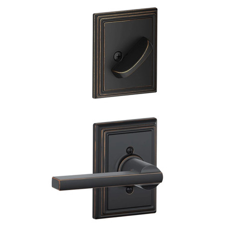 Schlage F59LAT716ADD Aged Bronze Latitude Lever and Deadbolt with Addison Rose (Interior Half Only)
