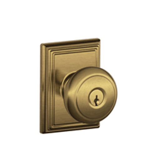 Schlage F51AAND609ADD Antique Brass Keyed Entry Andover Style Knob with Addison Rose