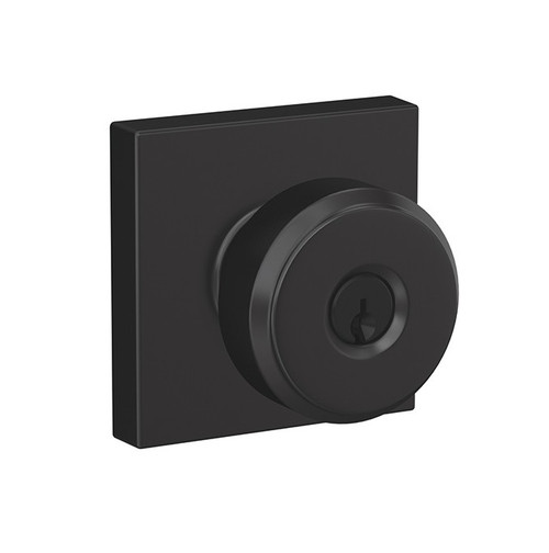 Schlage F51ABWE622COL Bowery Knob with Collins Rose Keyed Entry Lock Matte Black Finish