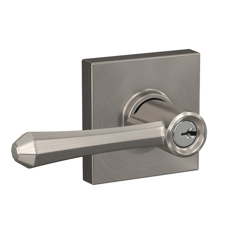 Schlage F51ADMP619COL Dempsey Lever with Collins Rose Keyed Entry Lock Satin Nickel Finish