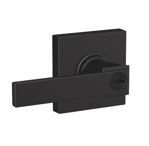 Schlage F51ANBK622COL Northbrook Lever with Collins Rose Keyed Entry Lock Matte Black Finish