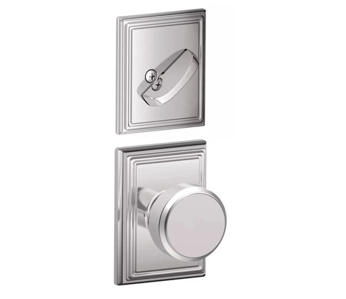 Schlage F59BWE625ADD Polished Chrome Bowery Knob and Deadbolt with Addison Rose (Interior Half Only)