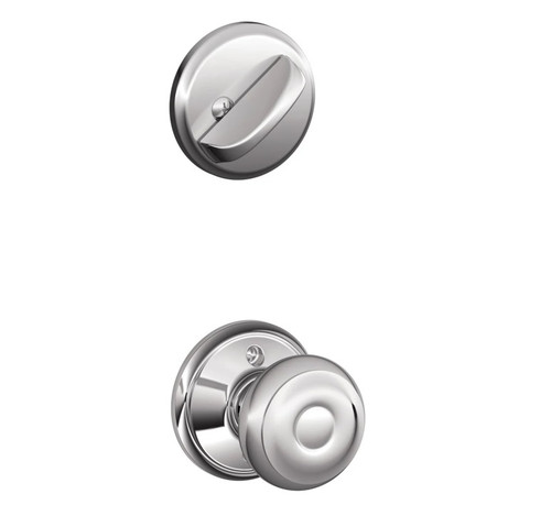 Schlage F59GEO625 Polished Chrome Georgian Knob and Deadbolt with Regular Rose (Interior Half Only)