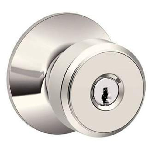 Schlage F51ABWE618 Polished Nickel Keyed Entry Bowery Style Knob