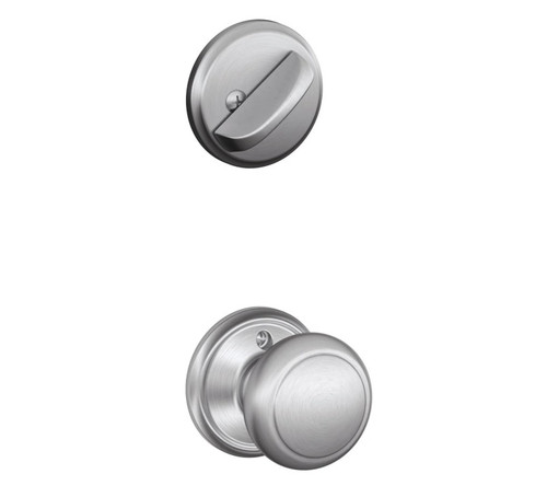 Schlage F59AND626 Satin Chrome Andover Knob and Deadbolt with Regular Rose (Interior Half Only)