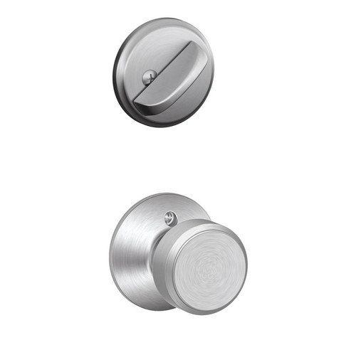 Schlage F59BWE626 Satin Chrome Bowery Knob and Deadbolt with Regular Rose (Interior Half Only)