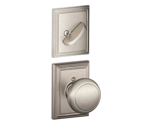 Schlage F59AND619ADD Satin Nickel Andover Knob and Deadbolt with Addison Rose (Interior Half Only)