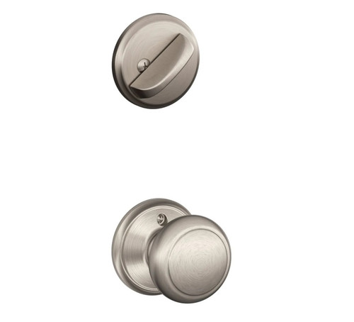 Schlage F59AND619 Satin Nickel Andover Knob and Deadbolt with Regular Rose (Interior Half Only)