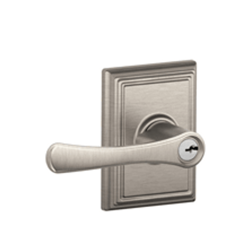 Schlage F51AVLA619ADD Satin Nickel Keyed Entry Avila Style Lever with Addison Rose