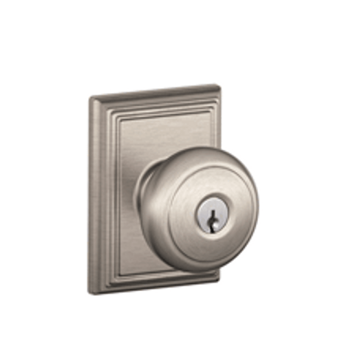 Schlage F51AAND619ADD Satin Nickel Keyed Entry Andover Style Knob with Addison Rose