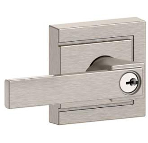 Schlage F51ANBK619ULD Satin Nickel Keyed Entry Northbrook Style Lever with Upland Rose