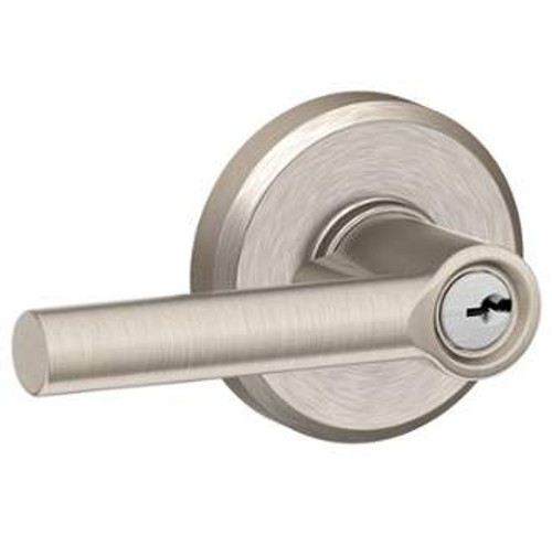 Schlage F51ABRW619GSN Satin Nickel Keyed Entry Broadway Style Lever with Greyson Rose