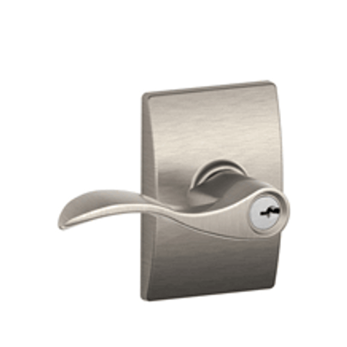 Schlage F51AACC619CEN Satin Nickel Keyed Entry Accent Style Lever with Century Rose