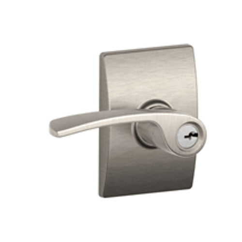 Schlage F51AMER619CEN Satin Nickel Keyed Entry Merano Style Lever with Century Rose