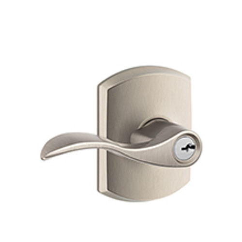 Schlage F51AACC619GRW Satin Nickel Keyed Entry Accent Style Lever with Greenwich Rose