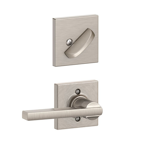 Schlage F59LAT619COL Satin Nickel Latitude Lever and Deadbolt with Collins Rose (Interior Half Only)