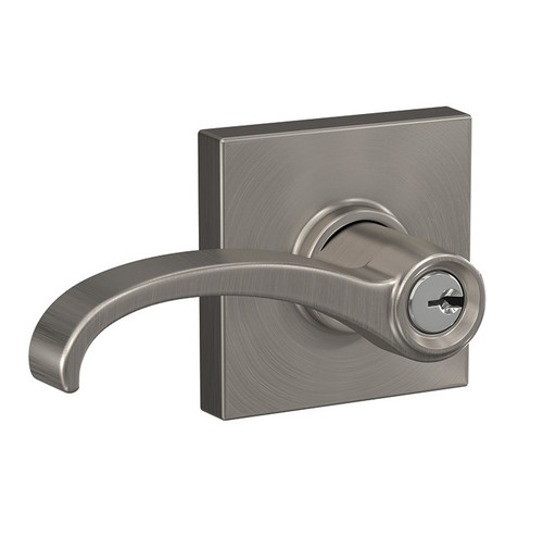 Schlage F51AWIT619COL Whitney Lever with Collins Rose Keyed Entry Lock Satin Nickel Finish