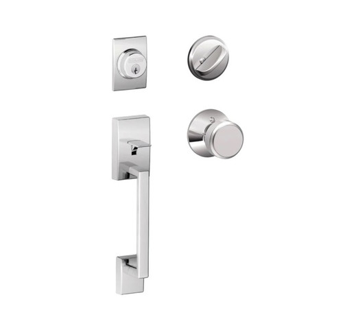 Schlage F60CEN625BWE Bright Chrome Century Handle Set with Bowery Handle