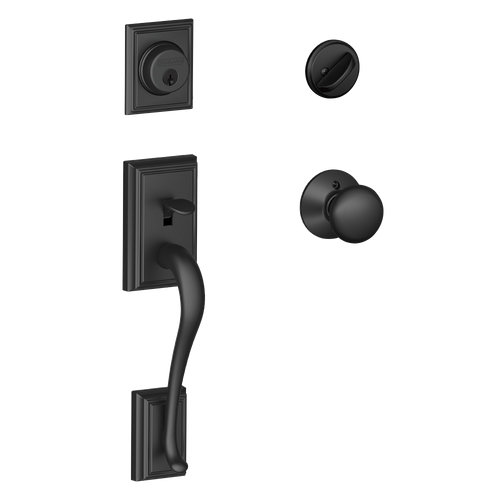 Schlage F60ADD622PLY Matte Black Addison Handle Set with Plymouth Handle