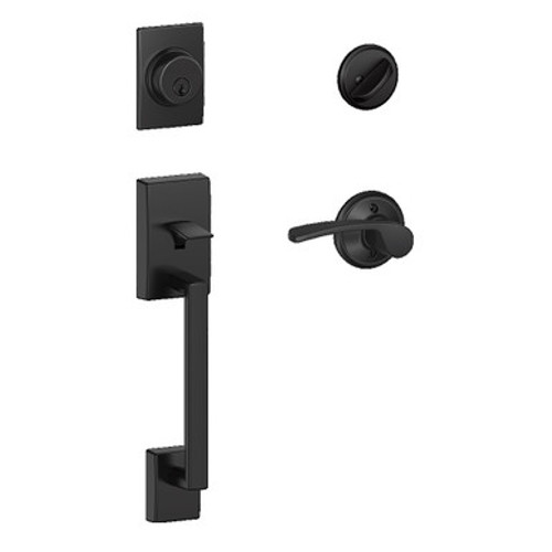 Schlage F60CEN622MER Matte Black Century Handle Set with Merano Handle